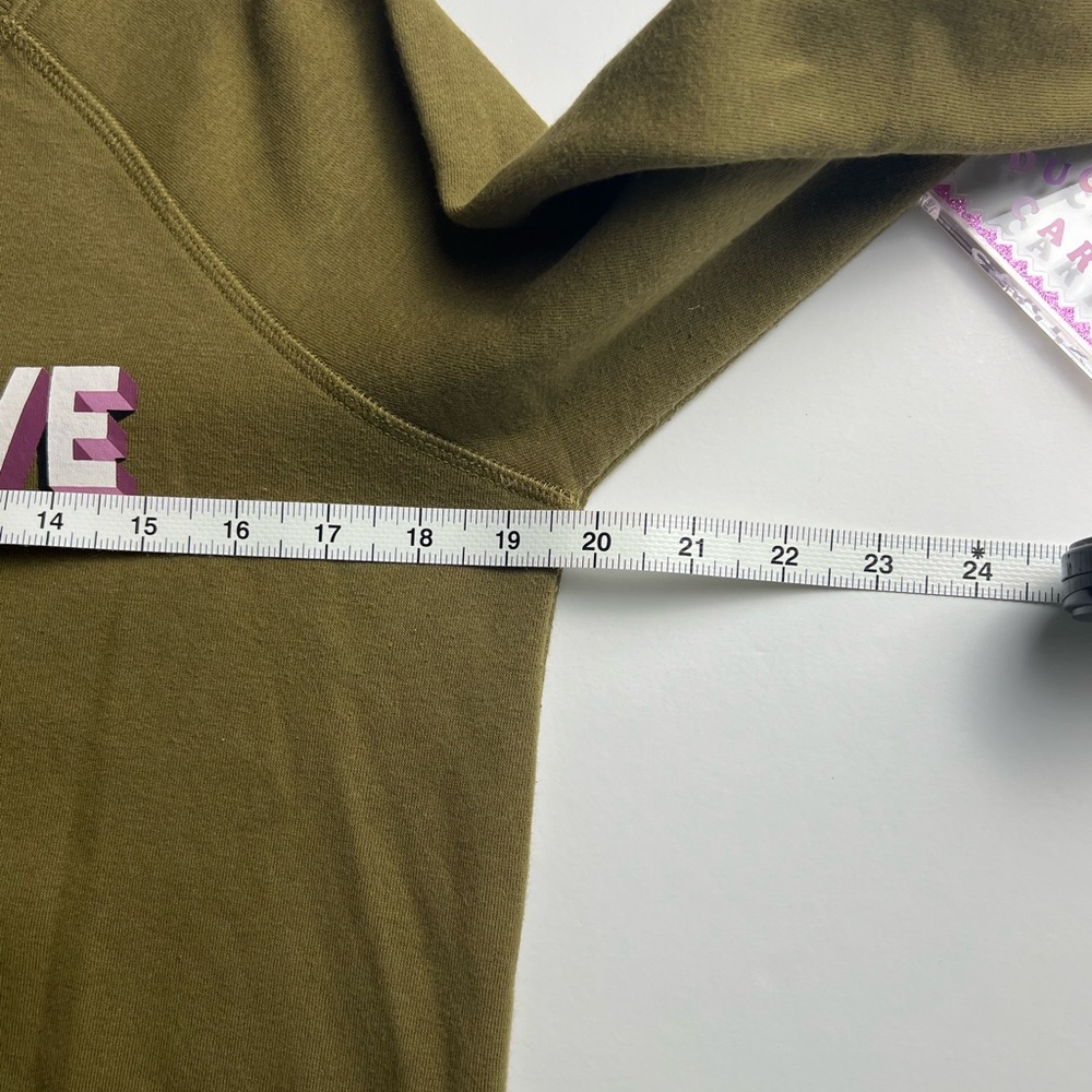GUC Rebecca Minkoff Olive Green 'I Feel Love' Graphic Crewneck Sweatshirt SZ-S - Picture 13 of 13